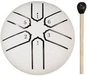 3 Inch 6 Tones Steel Tongue Drum Outdoors Rain Drum Percussion Instrument with Drum Stick Mini Handpan Drum for Yoga Meditation