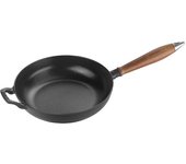 Sartén con mango de madera, Hierro fundido, Negro