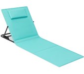 SONGMICS Tumbona de Playa, Tumbona, Cojín, Respaldo Basculante, Portátil con Asa, para Camping Jardín Piscina, 158 x 55 cm, Azul Cielo/Azul Lago/Gris Pizarra