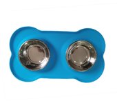 Hot selling silicone non-slip double layer pet dog bowl durable stainless steel water food feeder pet feeding and drinking bowl