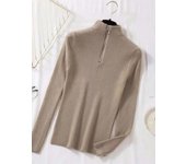 Women Fashion Solid Knitted Sweaters Vintage Long Sleeve Zip-up Basic Half Turtleneck Sweater Female Pullovers Chic Casual Tops
