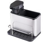 Dispensador de jabón para ffregadero de Cocina, 3 en 1 soporte de Esponja para fregadero de Cocina Caddy, organizador de fregadero de cocina de Maple inoxidable bandeja escurridor, dispensador de jabón Placa inoxidable
