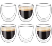 6 Tazasde Doble pared, Capuchino, café con leche y aislamiento (80ml)