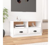Mueble de TV madera contrachapada blanco brillo 93x35,5x45 cm