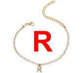 Tiny A-Z Initial Letter Anklets For Women Fashion Zircon Rhinestone Tennis Chain Anklet Bracelet Summer Beach Barefoot Jewelry
