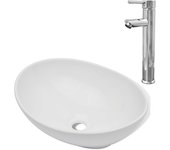 Lavabo de baño con grifo mezcla cerámica ovalado blanco