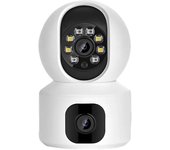 Lente dual y monitor de pantalla dual Cámara WiFi, Cámara IP PTZ inalámbrica para vigilancia del hogar, Monitor de Video de seguridad inteligente, 2k, pantallas duales, 4MP, WIFI, Audio bidireccional para bebés y Mascotas