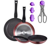 Pack de 3 sartenes ø20/24 y 28 cms + utensilio multiusos La Croquetera con 4 moldes – SAN IGNACIO