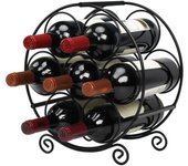 Gabinete para vinos de estilo europeo, estante para botellas de vino, estante redondo para almacenamiento de 7 botellas, negro
