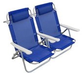 2 piezas Silla de Playa Tumbona de Aluminio con Cojín Reclinable de Textileno