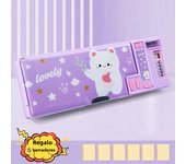 Cartoon Calculator Multifunctional Pencil Case Elementary Students Large Capacity Stationery Box Double-layer Double Opening