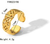 Encanto Anillo de acero de titanio de acero inoxidable que no se decolora, anillo con patrón de martillo Irregular para playa y verano, accesorio de joyería de moda