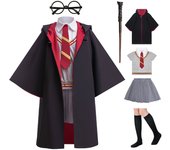 Children's Halloween Movie Cosplay Costume Girls Striped Top + Cape Casual Suit Carnival Halloween Birthday Magic School Dress