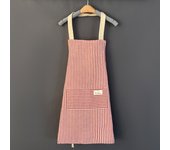 Hemp Apron Striped Cotton Household Japanese Aprons For Cleaning Cooking Baking With Large Pocket Cute Women's Apron Overalls
