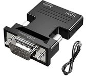 Compatible con adaptador HDMI a VGA, adaptador HDMI hembra a VGA macho con salida de audio y video Full HD 1080P para computadoras portátiles