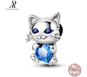 PANPOKI 2023New Owl Cat Beading Pendant Fit Original Pandora Bracelet Necklace 925 Silver Hot Charm Beads DIY Jewelry Making