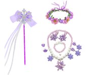Kids Princess Cosplay Costume Plastic Crystal Tiara Snowflake Jewelry Necklace Earrings Kit Girl Elsa Anna Party Dress Accessory