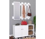Banco de madera 2 piezas zapatero perchero mueble recibidor Gados XL Banco de madera 2 piezas zapatero perchero mueble recibidor Gados XL