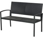 Outsunny Banco Jardín Lounge Silla 2 Plazas Muebles para Jardín Exterior Terraza 2 Plazas Ratán Sintético Carga 320kg 122x60x87cm Marco Acero