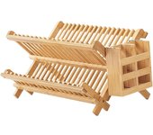 Escurridor de platos, escurridor de platos, organizador de platos, escurridor de platos de bambú para la cocina del hogar