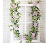 180cm Silk Rose Artificial Flowers Eucalyptus Leaves Vines Home Christmas Plants Floral Decor Wedding Arch Table Garden Arrange