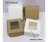 wholesale 10 pcs white and leather window box 7X7x3/4/5cm paper packaging box, leather paper gift candy wedding gift box