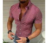Camisa de talla europea para hombre, camisa de manga corta para hombre, top con estampado de lunares