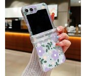 Transparent Hard Folding Case For Samsung Galaxy Z Flip 6 5 4 3 Clear Flower Pattern Cover For Samsung Z Flip3 Flip4 Flip5 Flip6