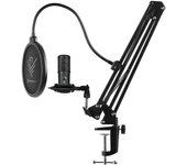 Kit microfono phoenix streamcast pro gaming conector usb - brazo articulado - filtro antipop y montura antivibración