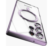 Luxury Plating For Magsafe Case For Samsung Galaxy S24 S23 S22 Ultra Plus Lens Protector Magnetic Wireless Charging Accessories