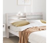 Cabecero de cama con estantes madera maciza pino blanco 135 cm