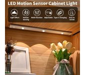 Lámpara LED, Luz de Armaro de 40 CM con Sensor de Movimiento, Recargable por USB