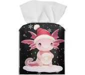 El soporte para caja de pañuelos cuadrado portátil está diseñado con una correa inferior, que se puede fijar fácilmente en una variedad de escenarios, como el escritorio, el baño, el automóvil y la oficina Axolotl Xmas