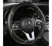 All Seasons Leather Diamond Steering Wheel Cover Universal Fit for 14 .5-15 Inch Durable Leather Cover Anti-Slip Veins Design