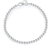 Pulsera de plata para mujer, pulsera retro con dijes de plata de ley 925 para mujer, joyería de cuentas redondas de 4 mm a la moda, pulsera de plata con personalidad
