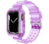 Case+Strap for Apple Watch Band 44mm 40mm 45mm 41mm 42mm 38mm Accessories Transparent Silicone Bracelet iWatch series 8 3 6 se 7