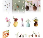 mini jarrones magnéticos de cerámica para nevera, bonitos mini jarrones magnéticos, divertidos floreros magnéticos con imanes 3D para plantas, para nevera, cocina, armario, oficina, decoración (8 unidades)
