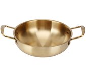 Olla para ramen coreana dorada, olla para fideos de acero inoxidable, olla portátil para cocina, para el hogar, 24 cm/9,4 pulgadas