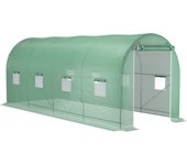 Outsunny Invernadero de Túnel Invernadero de Jardín con Puerta Enrollable y 8/6 Ventanas Cubierta PE 140 g/m² Marco de Metal para Cultivo Plantas Verduras Verde