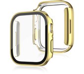 Glass+Case For Apple Watch 7 8 45mm 41mm 44mm 40mm PC straight edge Tempered Screen Protector Cover iWatch series 4 5 SE 6 7 8