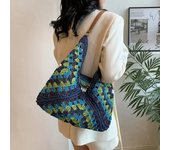 2024 Summer Straw Knitting Bag Hollow Out Tote Bag Solid Beach Shoulder Bag Holiday Travel Handbag Boho Shoulder Purse for Women