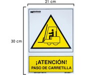 SANCO STORE - WOLFPACK LINEA PROFESIONAL Cartel Atencion Paso Carretilla 30x21 cm.
