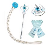 Girl Elsa Anna Accessory Set Kids Princess Costume Party Supply Aurora Belle Sofia Snow Flake Magic Wand Crown Gloves Wig Braid