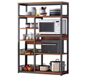 Meyvaser Estantería de Cocina para Microondas 7 Estantes MDF - Blanco y Madera