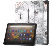 PU Leather Case Cover For Amazon Kindle Fire HD 10 13th Gen 2023 10.1inch Trifold Stand Protective Cover Auto Wake/Sleep
