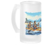 MERCHANDMANIA JARRA CERVEZA CRISTAL deporte playa kayak amigos isla tropical esmerilada esmerilado 500ml