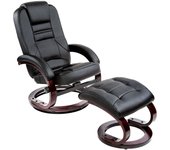 Tectake - Sillón relax con reposapiés | Respaldo ajustable | Acolchado suave y cómodo | Giro de 360°, base estable de madera