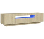 vidaXL Mueble de TV con luces LED 160x35x40 cm, Mueble de Salon, Mueble TV, Mueble TV salon, Mesa de TV, Mueble tele