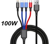 100W 4 in 1 Multi Charger Cable For iPhone 13 12 14Pro Max Micro USB Type C Fast Charging Cable for Samsung Galaxy Xiaomi