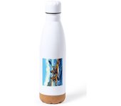 MERCHANDMANIA BIDON 750 ML ACERO INOXIDABLE CON ADORNO DE CORCHO deporte playa kayak amigos isla tropical tapon seguridad botella